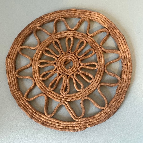 VTG Boho Trivets Raffia Retro Woven Table Kitchen Decor Wicker Rattan Hot Pads - Picture 4 of 6